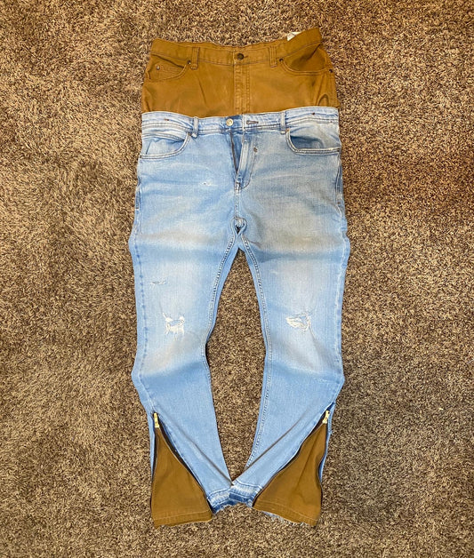 APOLLO Double Waisted Khaki-Denim Jeans